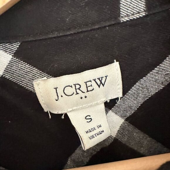 J Crew Flannel Plaid Black White Button Down Long Sleeve Shirt Size S - Picture 3 of 7